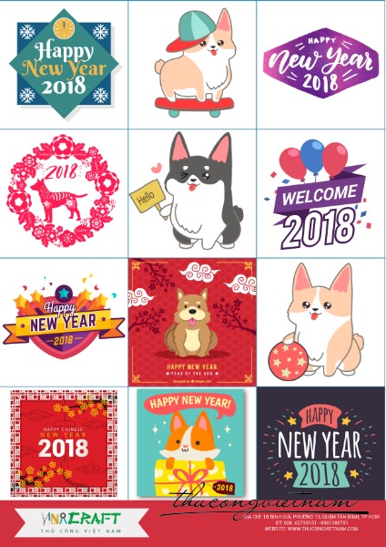 Sticker New Year 2018 mẫu 3